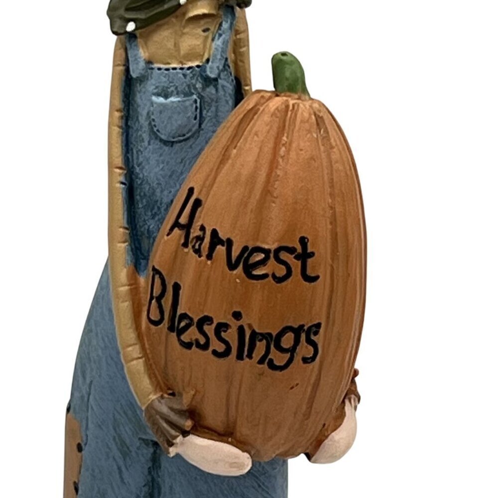 Harvest Blessings RARE Vintage Scarecrow Pencil Figurine Set Folk Art Fall Decor - Picture 12 of 15
